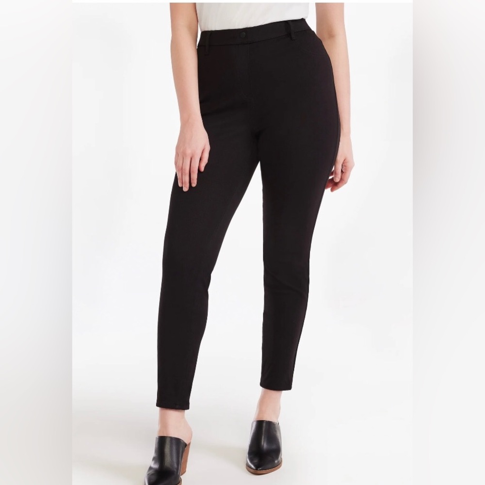 TIME and TRU Womens Jeggings Size Large Black Pull On Pockets New - Picture 2 of 9